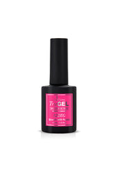 Glossy punchy pink creme' color swatched onto artificial nail previewing EzFlow TruGEL Brunch with Punch